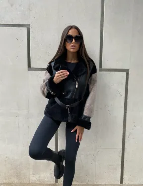 Дублёнка из мериноса с мехом норки