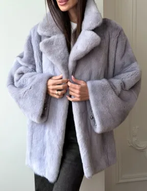 Шуба из норки короткая с английским воротником