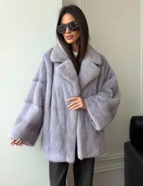 Шуба из норки короткая с английским воротником