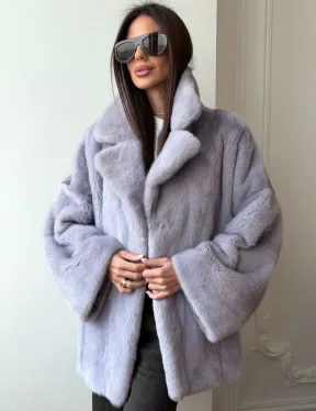 Шуба из норки короткая с английским воротником