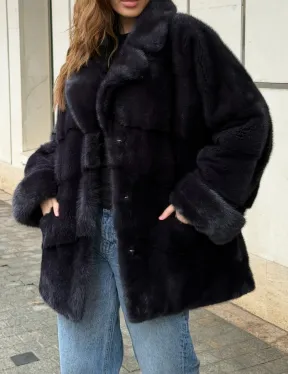 Норковый полушубок - английский воротник