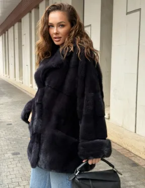 Норковый полушубок - английский воротник