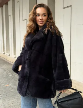Норковый полушубок - английский воротник