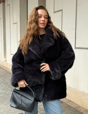 Норковый полушубок - английский воротник