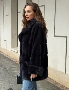 Норковый полушубок - английский воротник