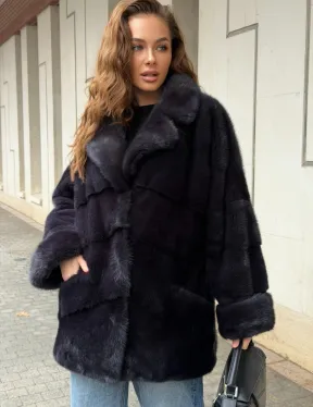 Норковый полушубок - английский воротник