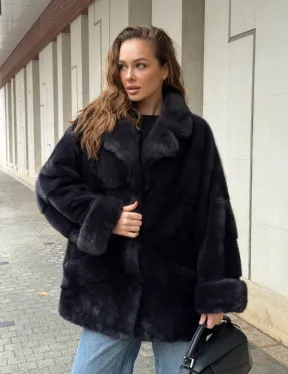 Норковый полушубок - английский воротник