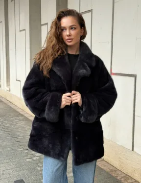 Норковый полушубок - английский воротник