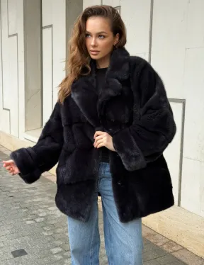Норковый полушубок - английский воротник