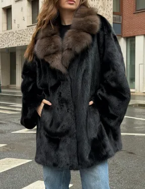 Норковая шуба - воротник куница