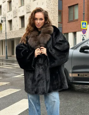 Норковая шуба - воротник куница