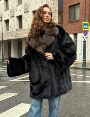 Норковая шуба - воротник куница