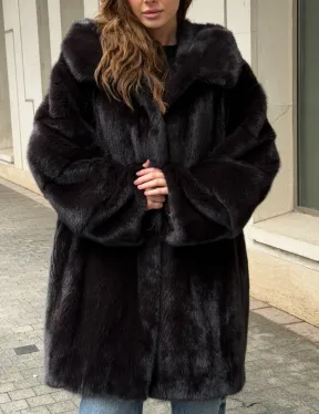 Норковая шуба с капюшоном