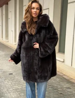 Норковая шуба с капюшоном