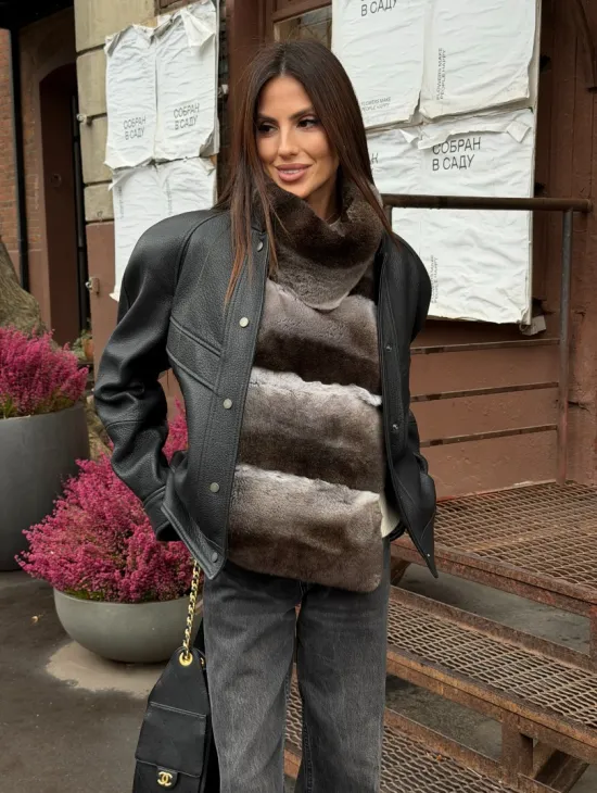 Манишка из кролика рекс под шиншиллу