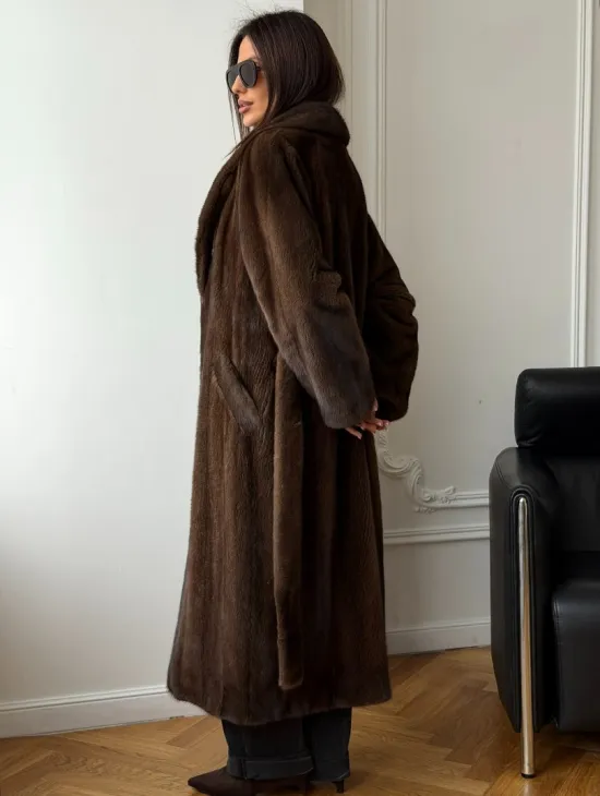 Норковое пальто - воротник шаль