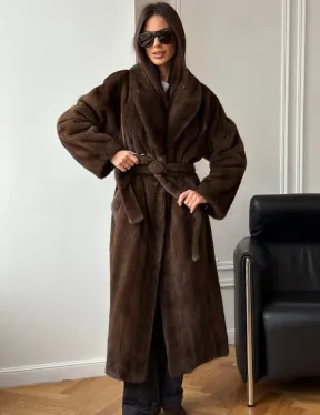 Норковое пальто - воротник шаль