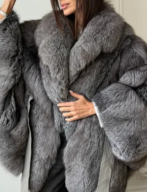 Шуба - пончо из лисы