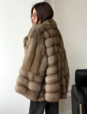 Шуба оверсайз из куницы
