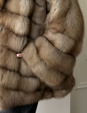 Шуба оверсайз из куницы