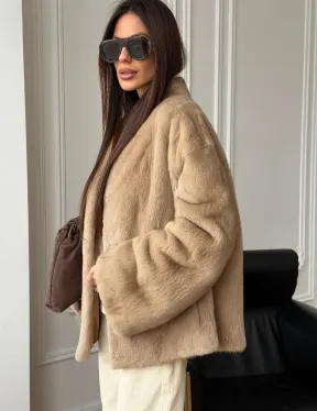 Норковый жакет (бежевый)