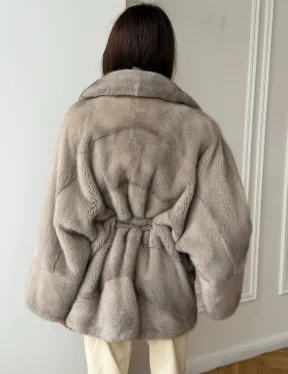 Норковый полушубок в натуральном цвете Silver