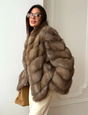 Шуба из меха куницы - рукава косичкой