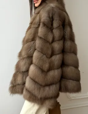 Шуба из меха куницы - рукава косичкой