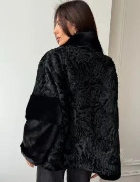 Полушубок из каракуля с норкой
