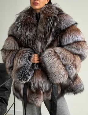 Шуба из меха лисы блюфрост