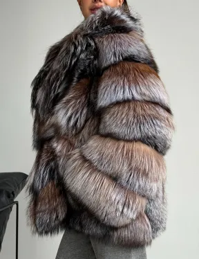 Шуба из меха лисы блюфрост