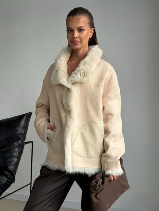 Двухсторонняя дубленка из меха тосканы