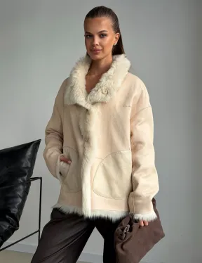 Двухсторонняя дубленка из меха тосканы