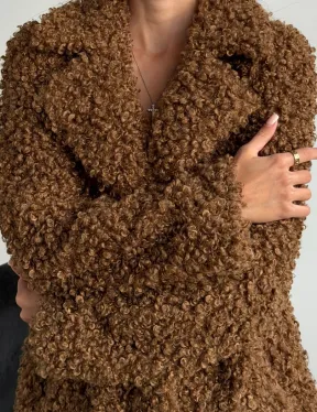 Коричневая двухсторонняя дубленка из экомеха