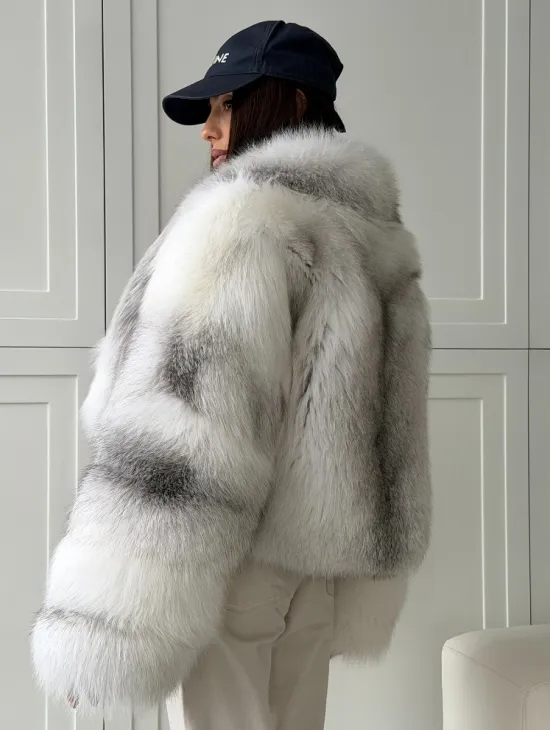 Шуба кроп-топ из лисы finnish cross fox