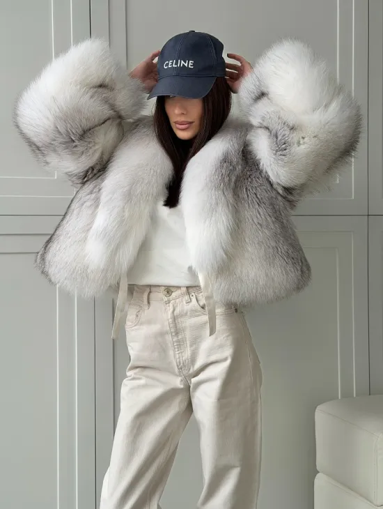 Шуба кроп-топ из лисы finnish cross fox