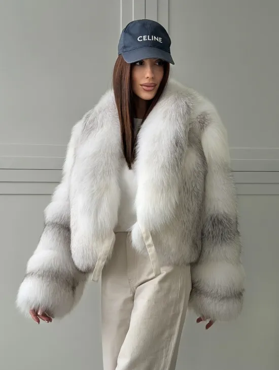 Шуба кроп-топ из лисы finnish cross fox