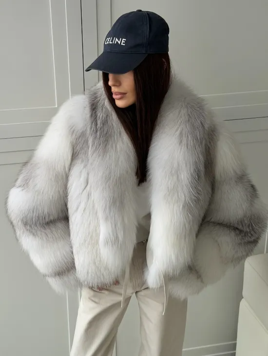 Шуба кроп-топ из лисы finnish cross fox