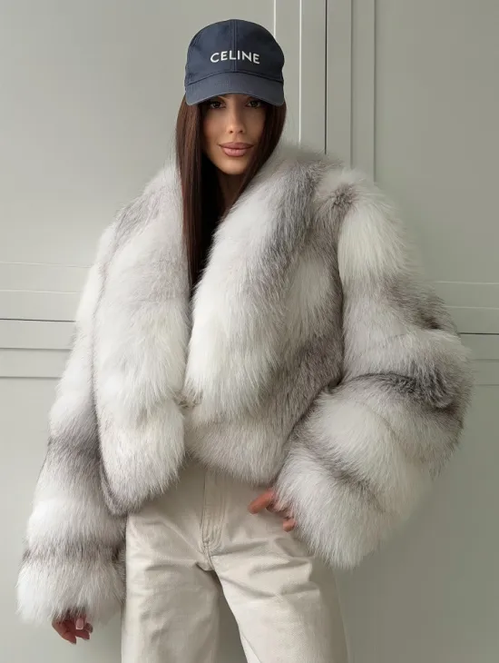 Шуба кроп-топ из лисы finnish cross fox