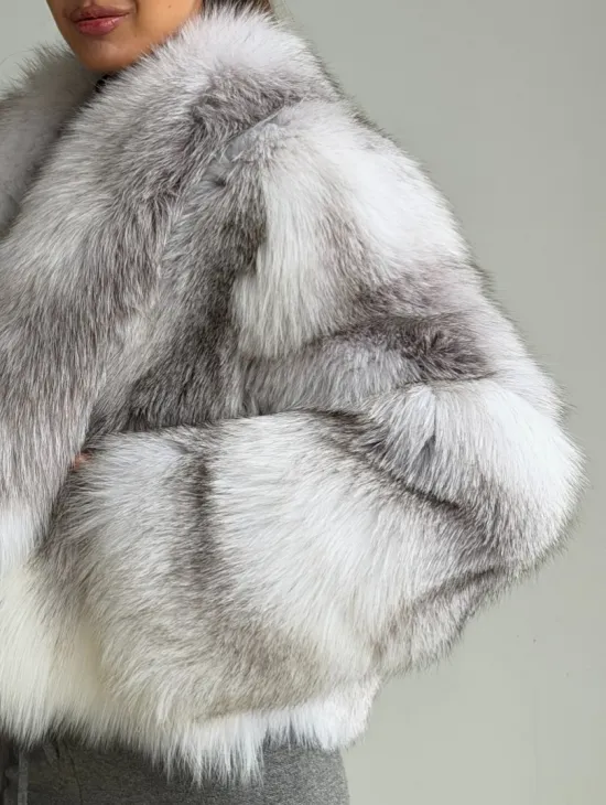 Шуба кроп-топ из лисы finnish cross fox