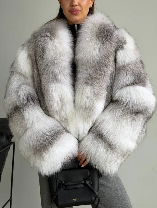 Шуба кроп-топ из лисы finnish cross fox