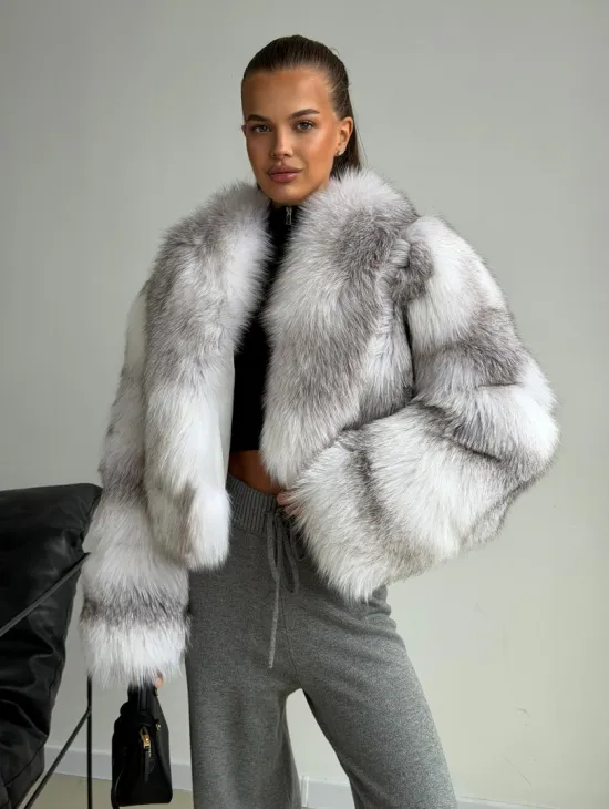 Шуба кроп-топ из лисы finnish cross fox