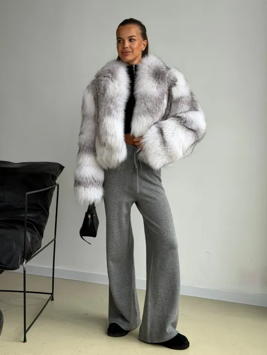 Шуба кроп-топ из лисы finnish cross fox
