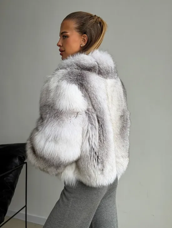 Шуба кроп-топ из лисы finnish cross fox