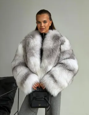 Шуба кроп-топ из лисы finnish cross fox