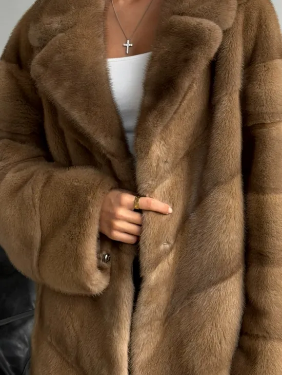 Норковый полушубок - английский воротник