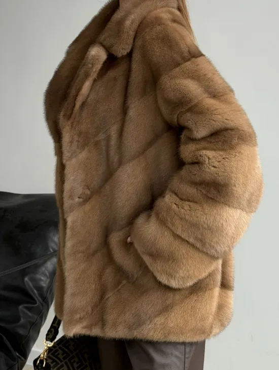 Норковый полушубок - английский воротник