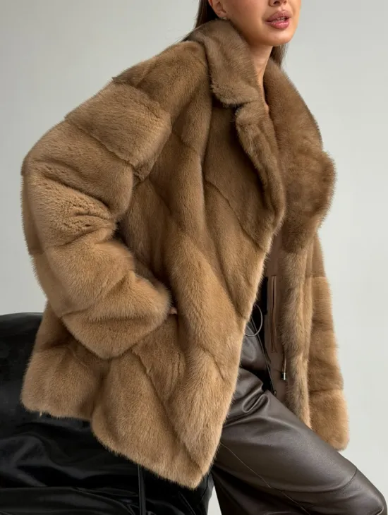 Норковый полушубок - английский воротник