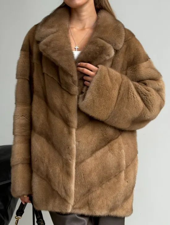 Норковый полушубок - английский воротник
