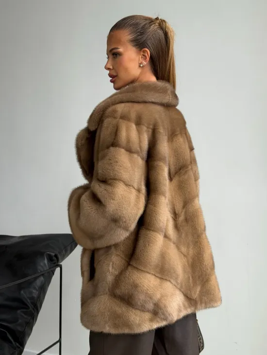 Норковый полушубок - английский воротник